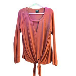 Bobeau Super Soft Long Sleeve Top - Burnt Orange - Large